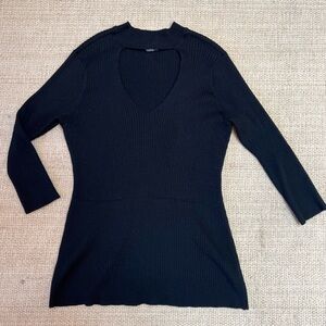 Torrid Sweater Womens 2X Black Fitted Choker Cutout Knit Long Sleeve